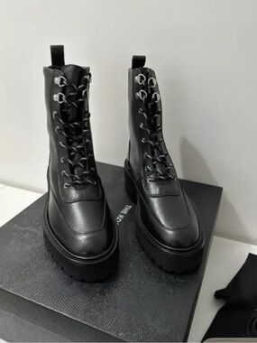 The Kooples HIGH BLACK LEATHER BOOTS IN RANGER Style - 39
